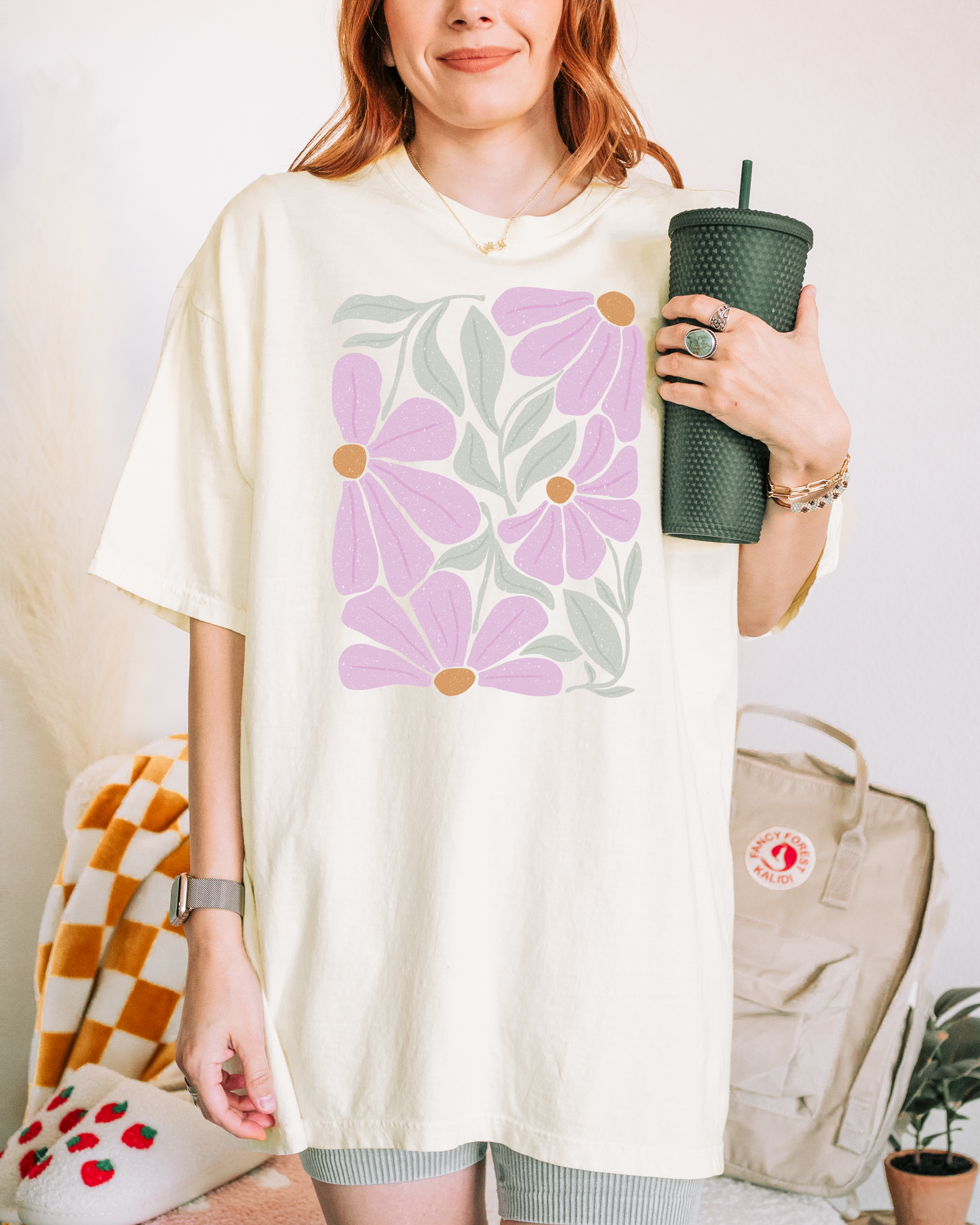 Distressed Lavendar Floral Tee