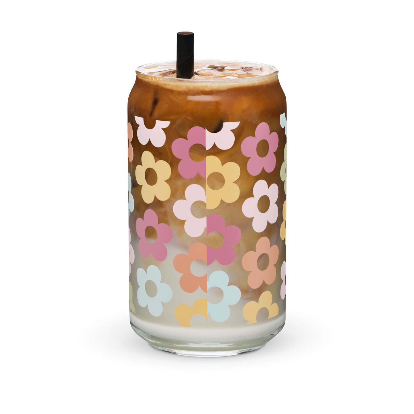 Flower Power - 16oz Can-shaped Glass