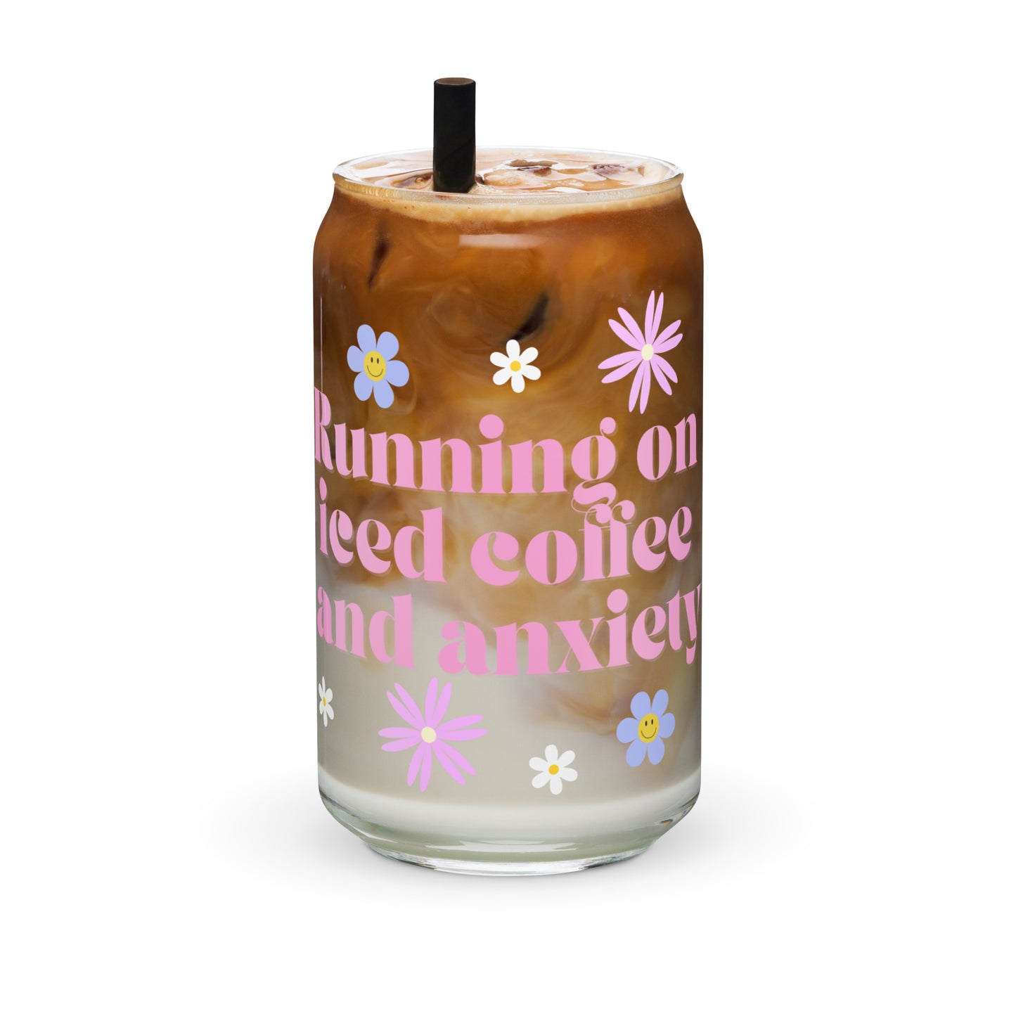 Running on Iced Coffee and Anxiety - 16oz Can-shaped Glass