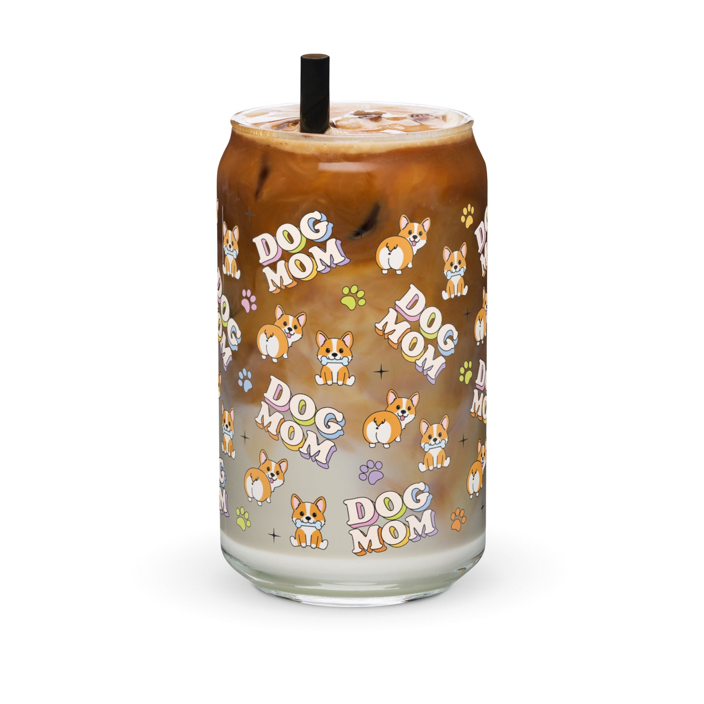 Dog Mom - 16oz Can-shaped Glass