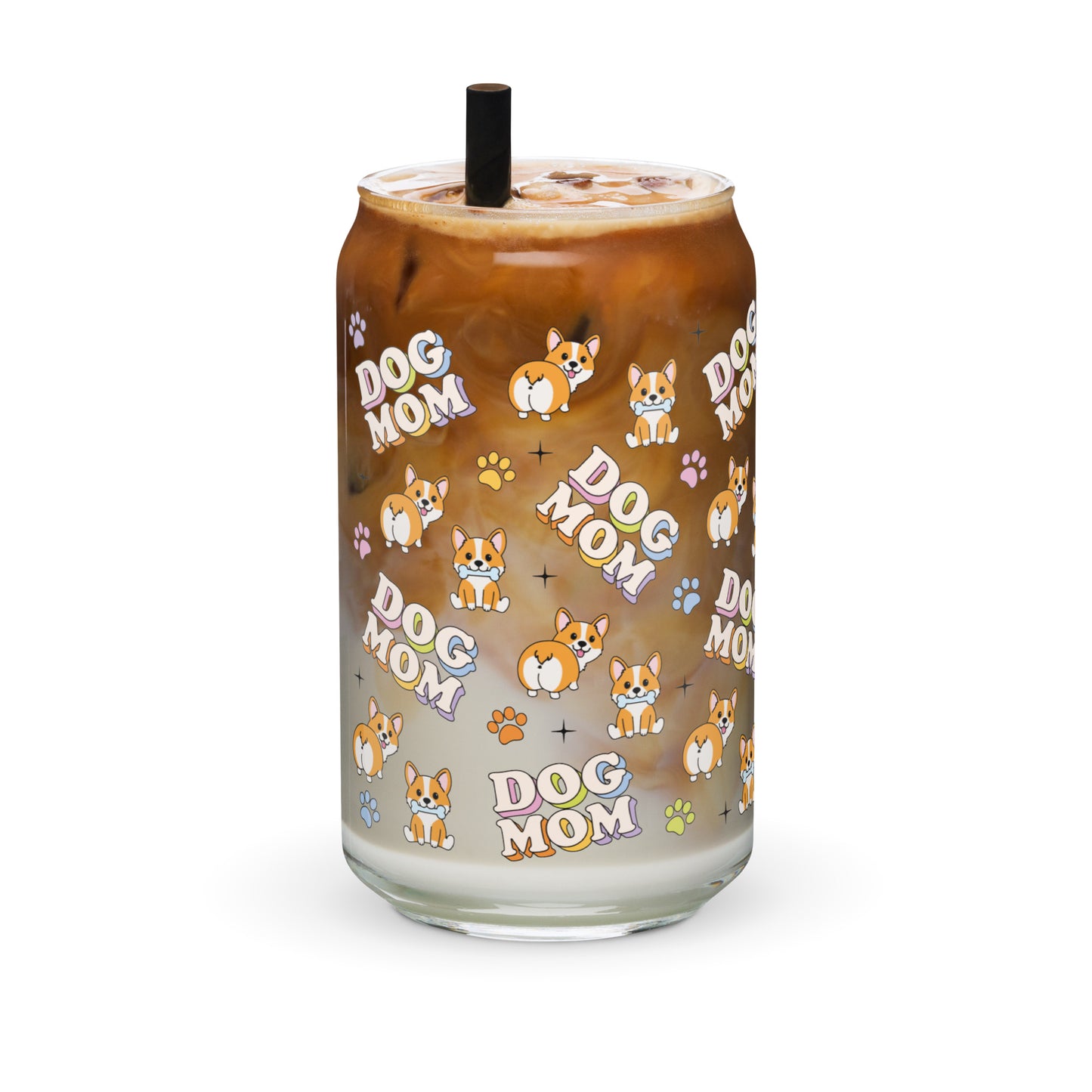 Dog Mom - 16oz Can-shaped Glass