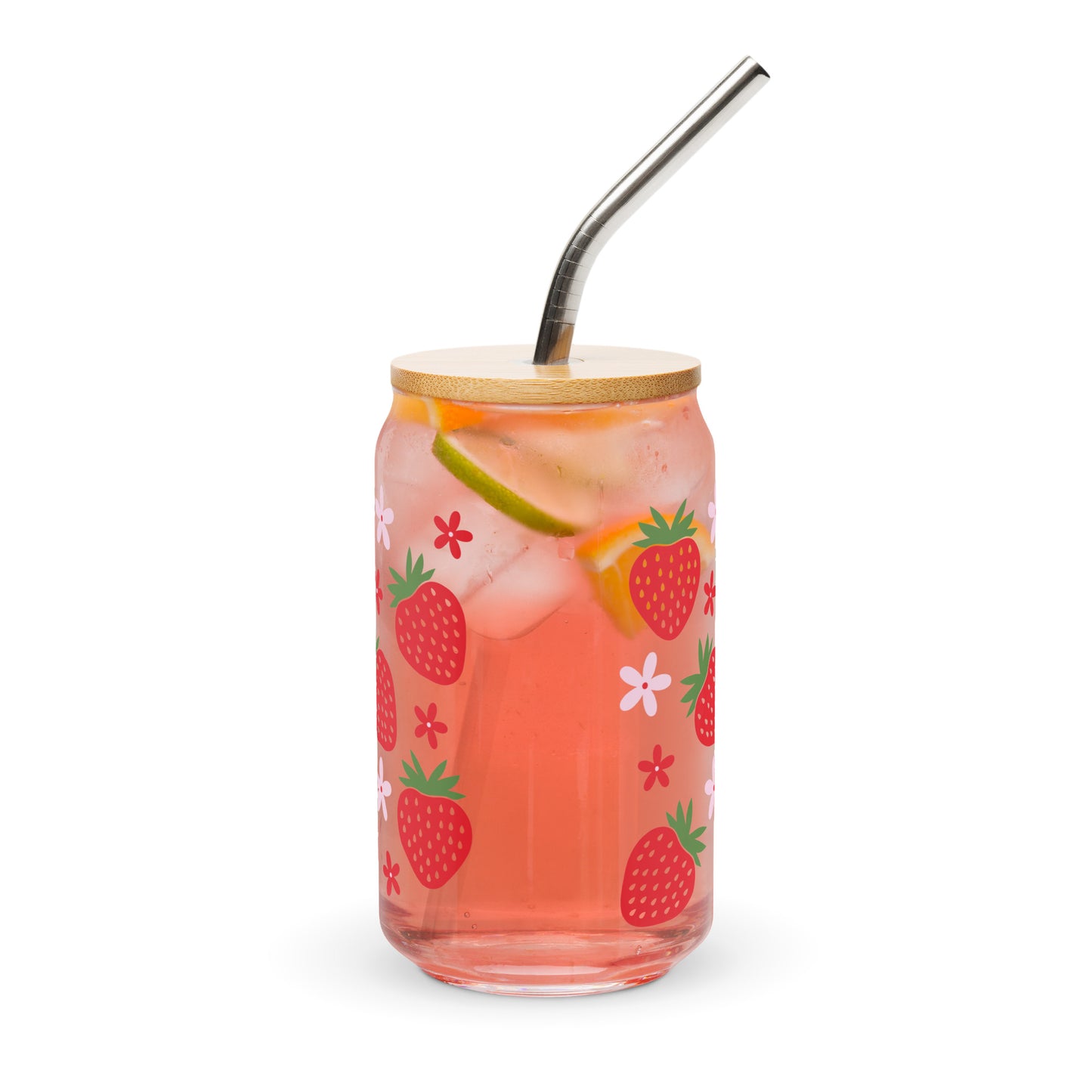 Strawberry - 16oz Can-shaped Glass