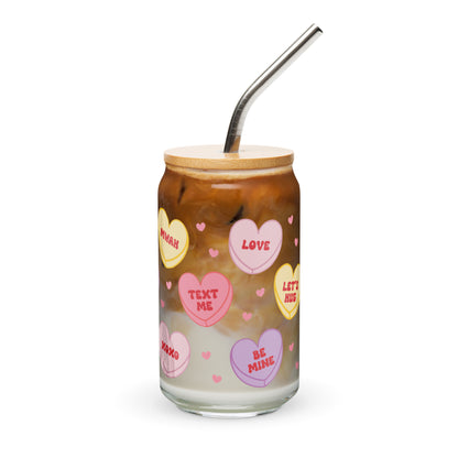 Candy Heart - 16oz Can-shaped Glass