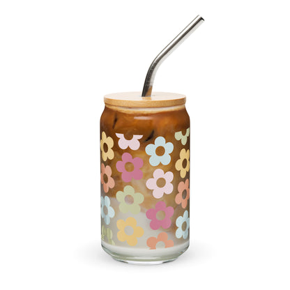 Flower Power - 16oz Can-shaped Glass