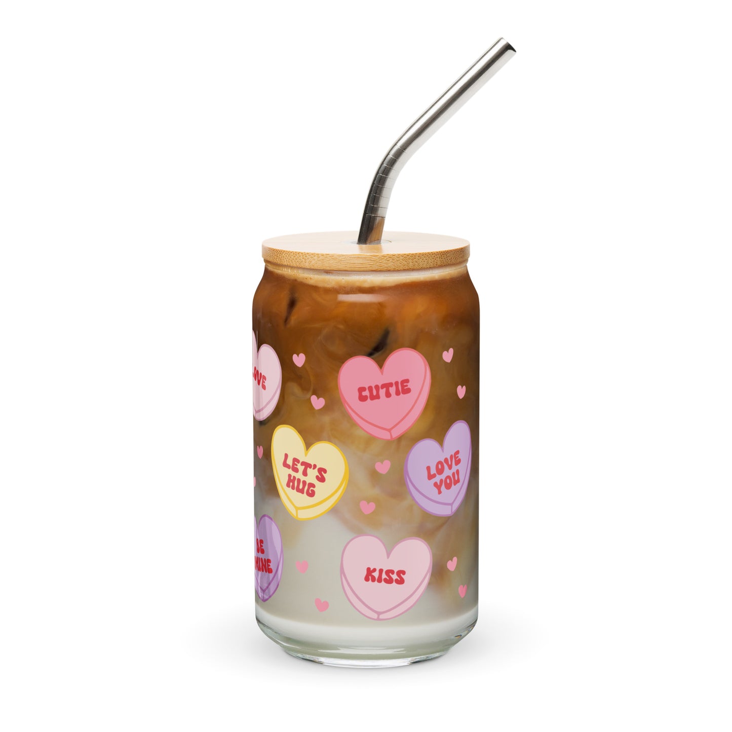 Candy Heart - 16oz Can-shaped Glass