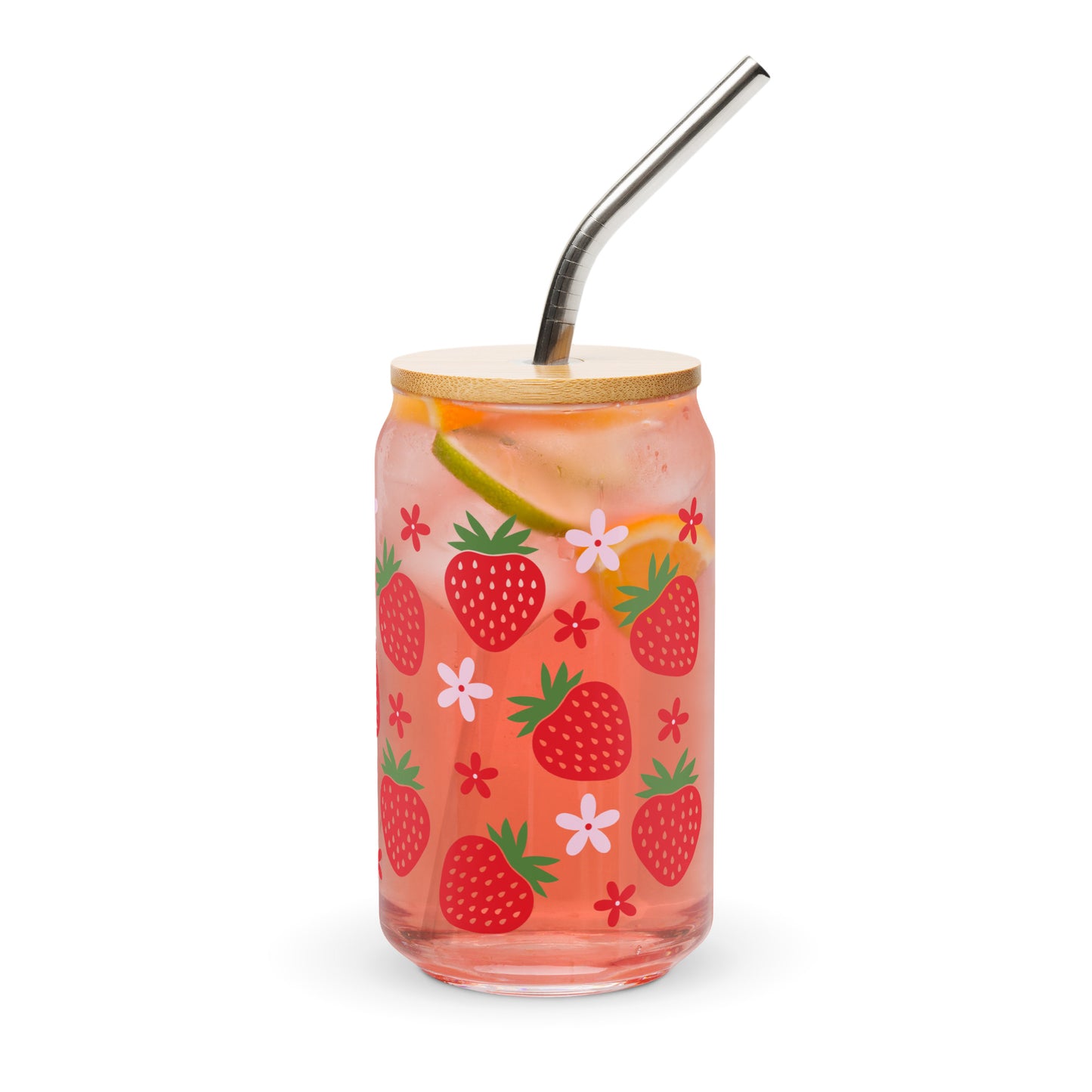 Strawberry - 16oz Can-shaped Glass